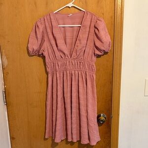 Elegant Pink V-Neck Dress